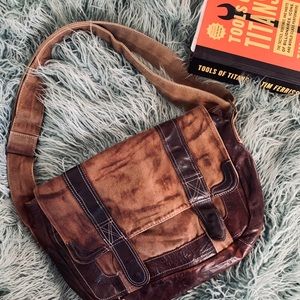 bed|stü Leather & Canvas Messenger Bag